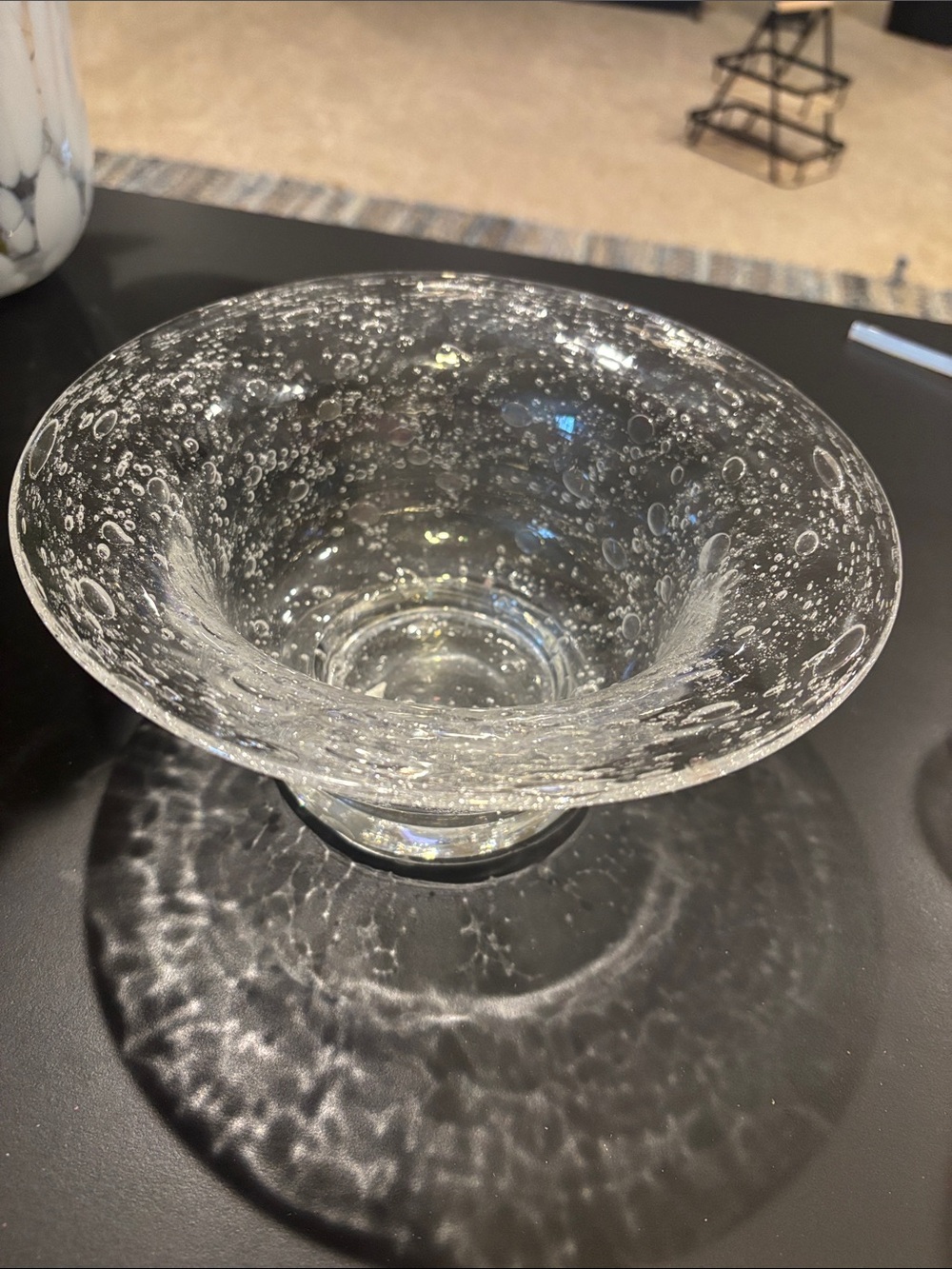 Clear bubble glass bowl EUC